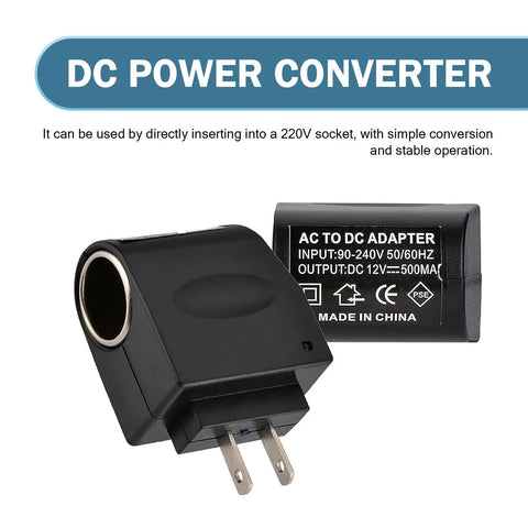 Dead Set Reliable 220V AC To DC Power Converter Waterproof Flame Retardant Cigarette Lighter Adapter Plug In And Roll Car Home Transformer Accessory Built Tough For Daily Errands Black with a DC power output.