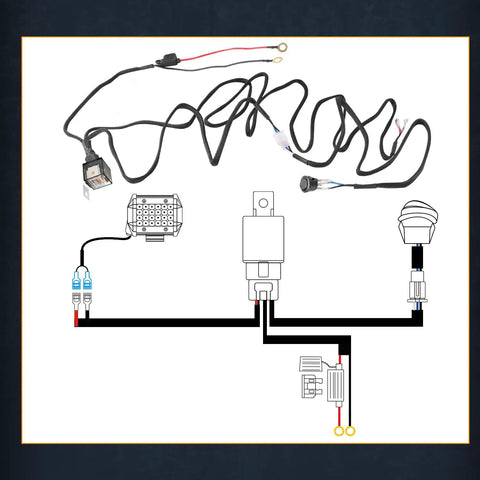 Heavy Duty Nylon Wiring Harness Kit All In One With 1 Lead 12V 40A Rocker Switch Relay And Fuse For LED Light Bars Fog Lights Work Lights Driving Lights Offroad LED Pods For Truck UTV ATV Boat