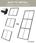 Image showing assembly of Heavy Duty Three Panel Sliding Barn Door With Crisp Tempered Glass And Dark Aluminum Frame parts for easy installation.