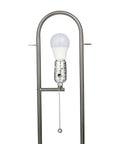Oval Shaped Metal Table Lamp for Living Room, black iron base close-up with bulb, Modern Minimalist Accent Light