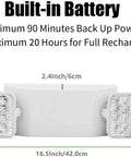 Commercial Emergency Light Fixture With UL Certification, gray LED square heads, 360 degree adjustable, battery backup dimensions