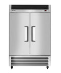 Heavy Duty 49 Cubic Foot Commercial Reach In Refrigerator Two Door Fridge Cooler front view with stainless steel finish.