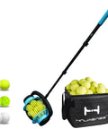 Tennis Ball Hopper And Retriever Kit For Tennis Practice Dog Play And Golf Ball Pickup With Durable Felt Exterior In Bright Yellow