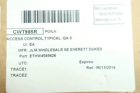 Label on packaging for Electric Transfer Hinge ETH4W4545-626 with part number and manufacturer details, including barcode.