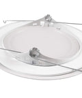 Six Inch White Recessed Shower Ceiling Trim With Glass Fresnel Lens Fits Standard 6 Inch Can Housing Dead Simple Spring Clip Mount.