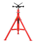 VEVOR V-Head pipe stand, red tripod base, height adjustable 28–52 in, supports 1/8–12 in pipes