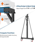 2 Ton Gantry Crane With Adjustable 8 To 12 Ft Height, 4400 Lbs Capacity, Manual Trolley Hoist, Hooks, Heavy Duty, Anti Rust