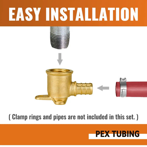 Easy installation diagram for Four Pack Pex Drop Ear Elbow One Half Inch No Lead Brass Fittings For Plumbing UPC Certified ASTM F1807 NSF ANSI 61.