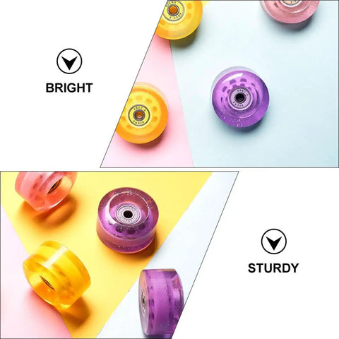 Glitter Purple 82A Quad Roller Skate Wheels 4 Pack PU Replacement Wheels For Outdoor Indoor Use Durable Sturdy Skating Parts