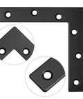 Rock Solid Heavy Duty Flat L Brackets For Wood And Furniture Repair 8 Pack Matte Black with mounting holes for support.