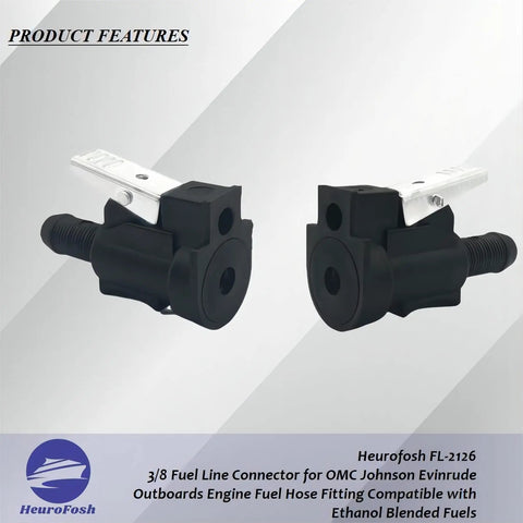 3/8 Inch Fuel Line Connector for OMC Johnson Evinrude Outboard Engines, 10mm Fuel Hose Fitting, Beefy Nylon Marine Part
