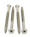 Dead Nuts Corrosion Resistant Stainless Deck Screws 100 Pack Square Drive Type 17 Wood Point 305 Marine Steel close-up.