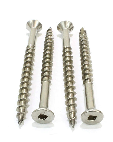 Dead Nuts Corrosion Resistant Stainless Deck Screws 100 Pack Square Drive Type 17 Wood Point 305 Marine Steel close-up.