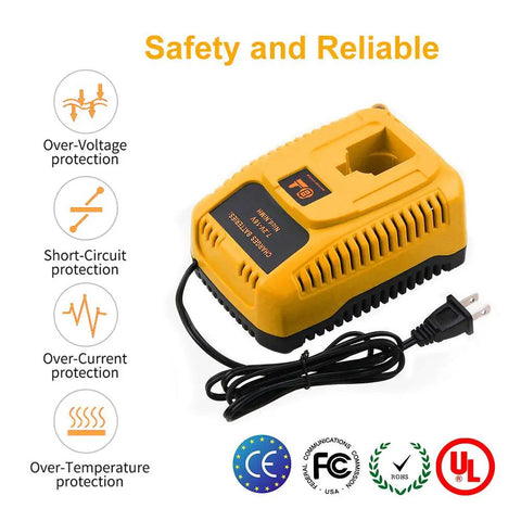 Hot Replacement Charger For Dewalt 7.2V To 18V NiCad And NiMH Batteries DC9310 Compatible with safety features icons