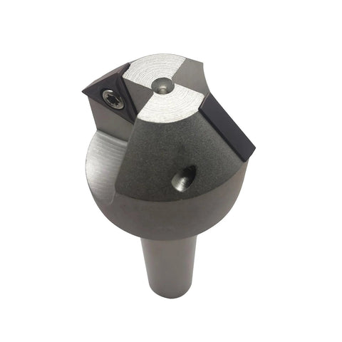 Front view of Zouzmin 3/4in shank boring bar with 2 carbide inserts for chamfering