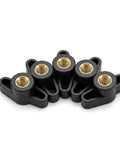 10 Pack Black M8 Through Hole T Knobs Built Tough Quick Release Clamping Nuts with copper inserts for T track applications.