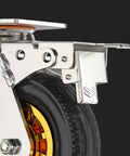 Heavy Duty Swivel Caster Wheels 3 Inch Rubber Rolling Set Roll Smooth With Quiet Brakes, close-up of brake and wheel detail.