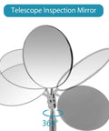 Telescoping Circular Inspection Mirror With Flexible Shaft 360 Degree Rotation Round Mirror Extended Handle 4 Inch Diameter