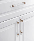 Crystal Glass Drawer Pulls In Champagne Bronze Finish Set Of Five Cabinet Handles With Faceted Crystals on white cabinets