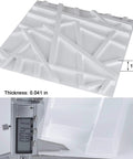 Dope 3D Wall Panels for Interior Decor Matte White Striped Geometric PVC 12 Pack 1 inch thick detail view with caliper