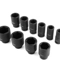 Heavy Duty 10 Pc Metric Impact Socket Set With 3/4 Inch Drive Deep Sockets For Lug Nuts Range From 22mm To 50mm Chrome Molybdenum Steel Built Tough For Auto Repair And Garage Workshops, 22-50mm sockets