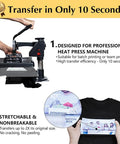 Image showing Iron On Heat Transfer Paper For Heat Press, Printable HTV For Inkjet Printers in use with a heat press machine and t-shirt.