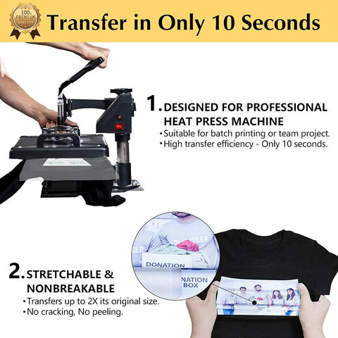Image showing Iron On Heat Transfer Paper For Heat Press, Printable HTV For Inkjet Printers in use with a heat press machine and t-shirt.