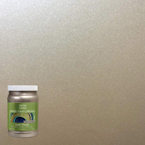 Quart Warm Silver Metallic Satin Paint For Walls And Decor, Water Based Low VOC Intermixable Interior Paint shown with finish texture