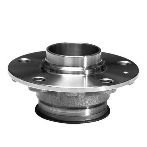 Two Pack Rear Wheel Bearing And Hub Assembly For VW Beetle Golf Jetta GTI Rabbit And Audi A3 Fits Front Wheel Drive 2012 To 2021 OE 1K0598611 OEM Approved Direct Fit Premium Quality Replacement With Long Lasting Durability 30mm Bearing, front view angle.
