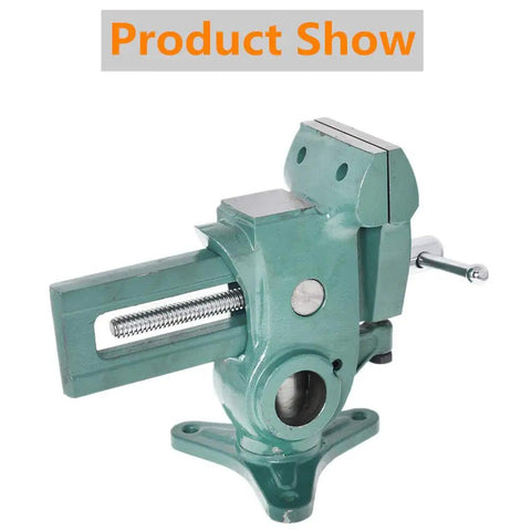 Heavy Duty 3.5 Inch Parrot Vise Multi Angle Swivel Workbench clamping tool in green with steel grip jaws and adjustable clamp.