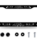 Stainless Steel License Plate Frame Floral Daisy Butterfly Design With Screws Cute Floral Car Accessories Fits Standard 12.3 By 6.3 Inches US Canada Plates Non Blocking Street Legal Dope Flower Car Decor.