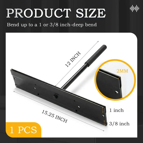 15.25 Inch Dual Side Hand Metal Bender with 1 inch and 3/8 inch depth slots, pro-grade sheet metal folding tool shown with dimensions
