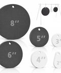 AR500 Steel Circle Shooting Targets Six Pack Three Eighths Inch Thick With 2, 3, 4, 5, 6, 8 Inch Diameters on display