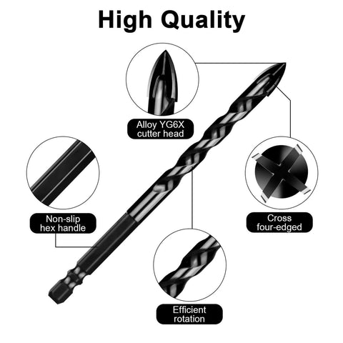 UBESTHS 1/4-inch concrete drill bits, 10-pack masonry set with tungsten carbide tips and hex shank
