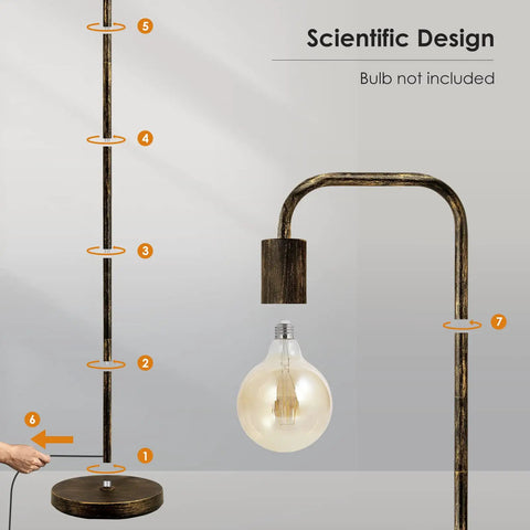 Dope Bronze Industrial Floor Lamp 63 Inch Standing Light With E26 Socket Full Metal ETL Listed Design Details