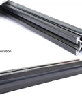 Tight Fitting Aluminum Extrusion T Slot Covers And Slick Seal Strips For 3030 1515 4040 Profiles, shown from above and side view.