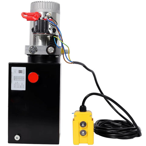 High Performance 12V DC Hydraulic Power Unit With Robust 8 Quart Steel Fluid Tank And 3HP Motor, overhead view with control switch