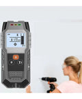 Badass Pro Grade Stud Finder And Wall Scanner With Integrated Probe detects wood and metal pipes during home repairs.