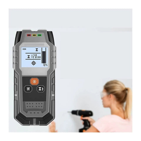 Badass Pro Grade Stud Finder And Wall Scanner With Integrated Probe detects wood and metal pipes during home repairs.