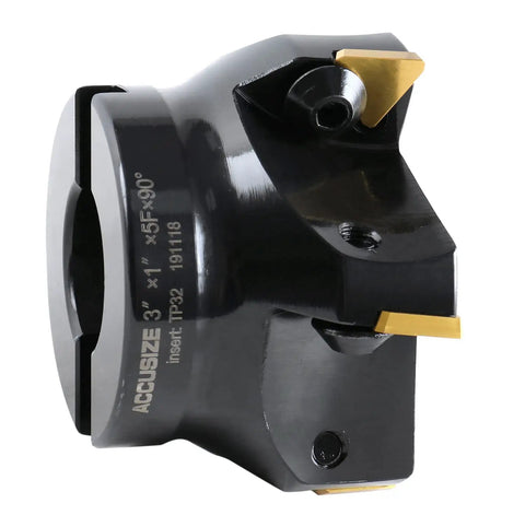 3 Inch Indexable Face Milling Cutter with 90 Degree Positive Rake, Right Hand Cut, 5 TPG322 Inserts, 1 Inch Bore, Black Oxide Finish