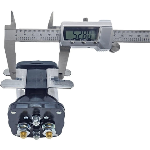 Contactor 586-317111 For EZGO Terminal Electric Golf Cart 36V 200A Replacement Relay shown with caliper measurement