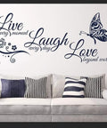 Live Every Moment Laugh Every Day Love Silent Wall Sticker Black PVC Non Toxic Family Inspirational Wall Art for living room