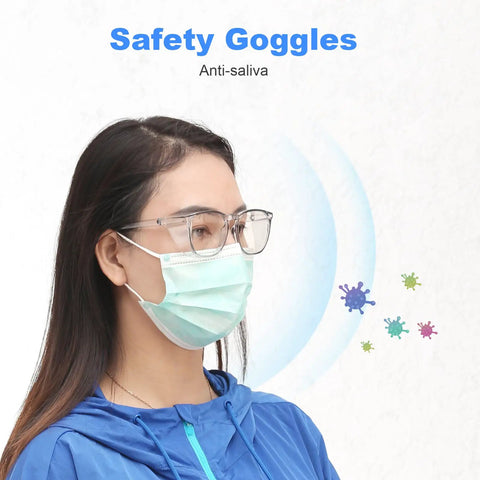 Woman wearing Stylish Safety Glasses With Side Shields For Women And Girls Anti Fog Protective Eyewear Clear Lenses