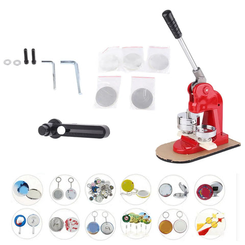 Badass 58Mm Button And Pin Maker Kit With Heavy Duty Aluminum Hand Press Tool And Smooth Slider Mold Plus Five Hundred Free Craft Badges For DIY Creators And Side Hustlers