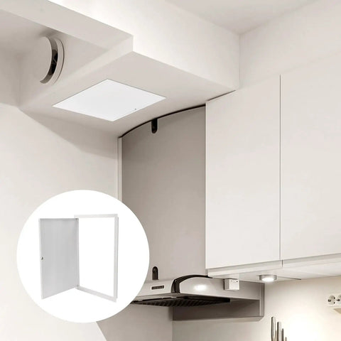 Dead Nuts Secure 24X24 Inch Flush Access Panel Door With Tough Galvanized Frame And Smooth Cam Latch in kitchen ceiling.