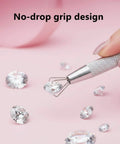 Close-up of 6 Piece Piercing Ball Grabber Kit Pro Grade Stainless Steel Piercing Tools For Easy Jewelry Changes gripping a crystal