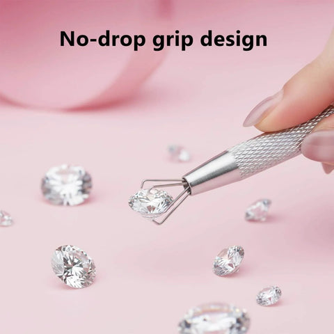 Close-up of 6 Piece Piercing Ball Grabber Kit Pro Grade Stainless Steel Piercing Tools For Easy Jewelry Changes gripping a crystal