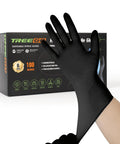 TreeGO 6 Mil black nitrile gloves, medium, 100-count box; disposable, powder-free, textured grip