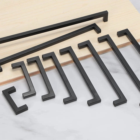 Matte Black Cabinet Pulls 20 Pack Square Drawer Pulls Stainless Steel Kitchen Cupboard Handles With 96 Mm Hole Centers And 108 Mm Total Length