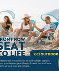 Friends relaxing on SunShade Backpack Beach Chair With Adjustable Canopy at the beach.